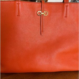Salvatore Ferragamo Orange gancini buckle closure bucket bag